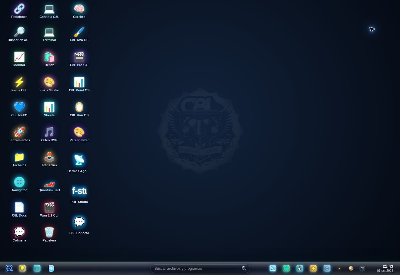 Escritorio público real de C8L Quantum Web OS